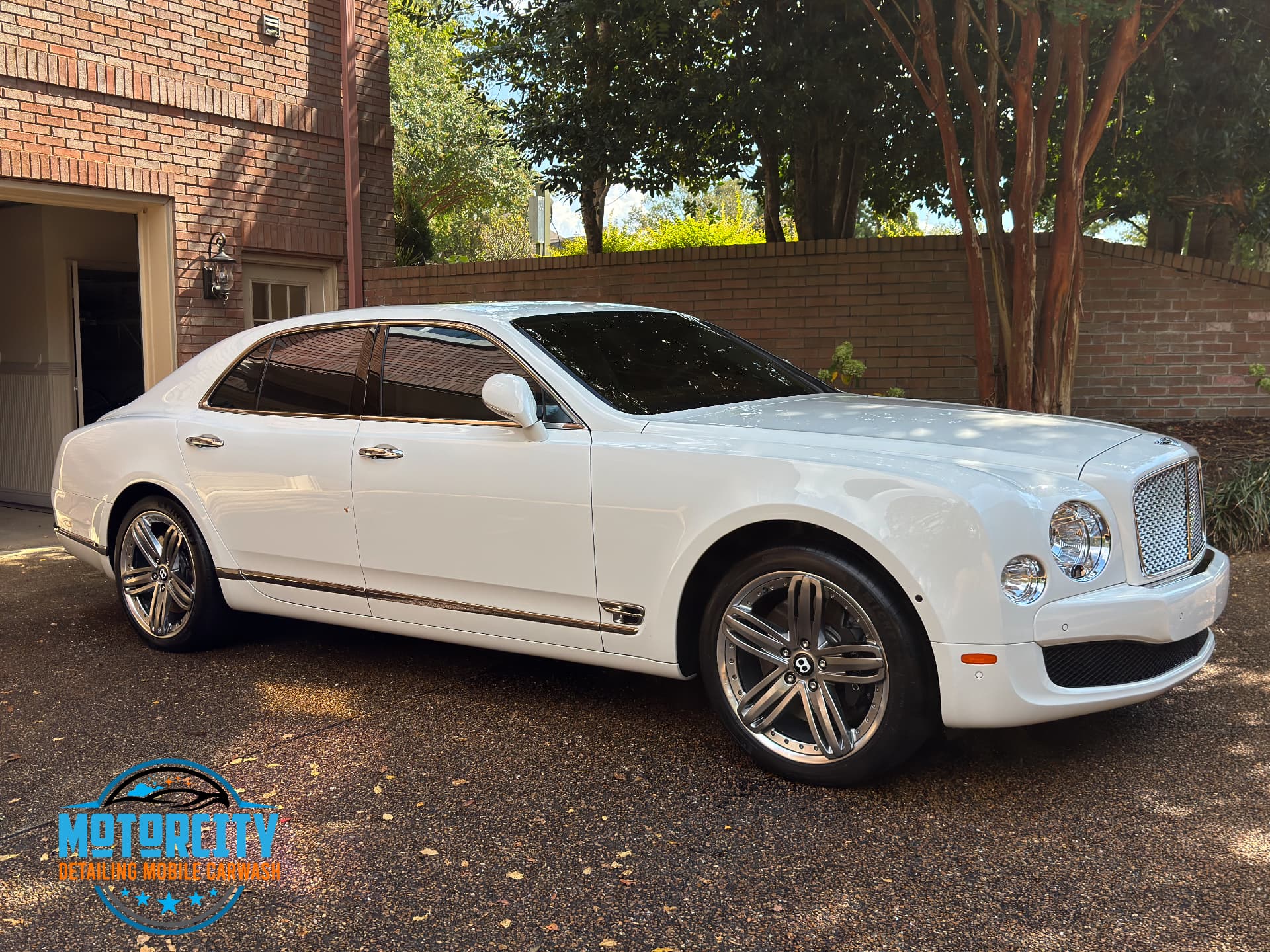 White Bentley Mulsanne after mobile detailing in Franklin, TN