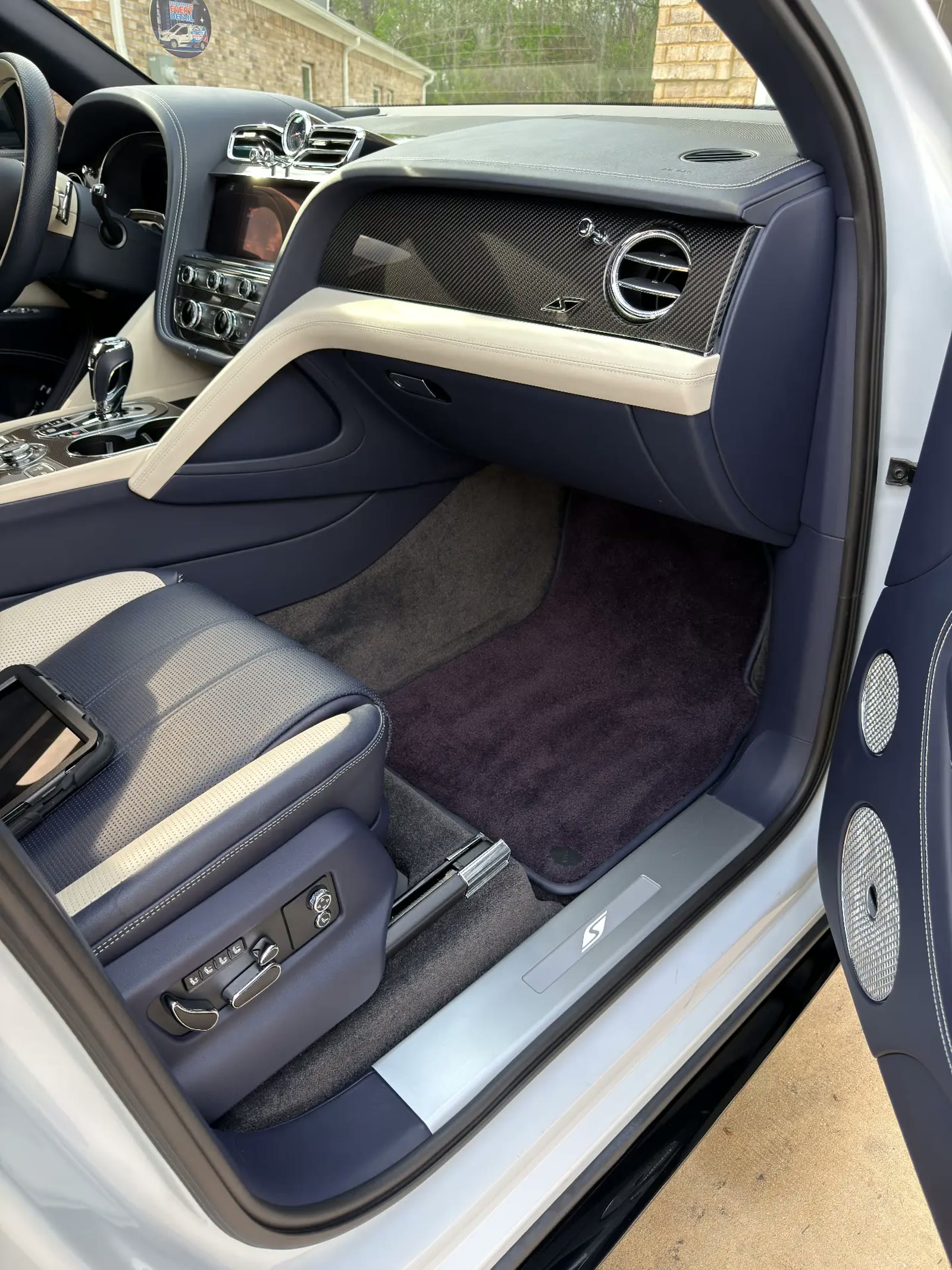Bentley Bentayga passenger side interior and floor mats detailed by Motorcity Detailing