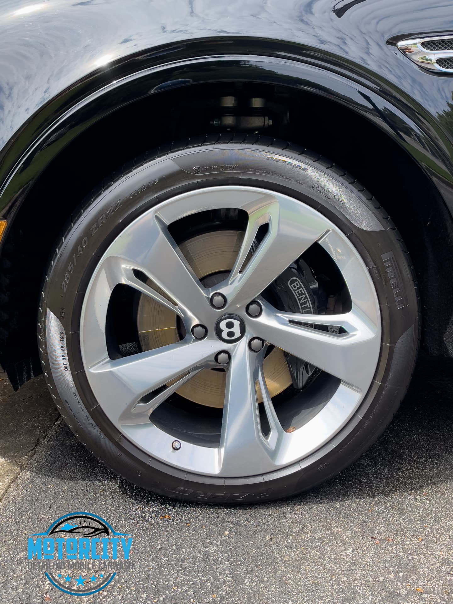 After: Bentley wheel detail — before & after