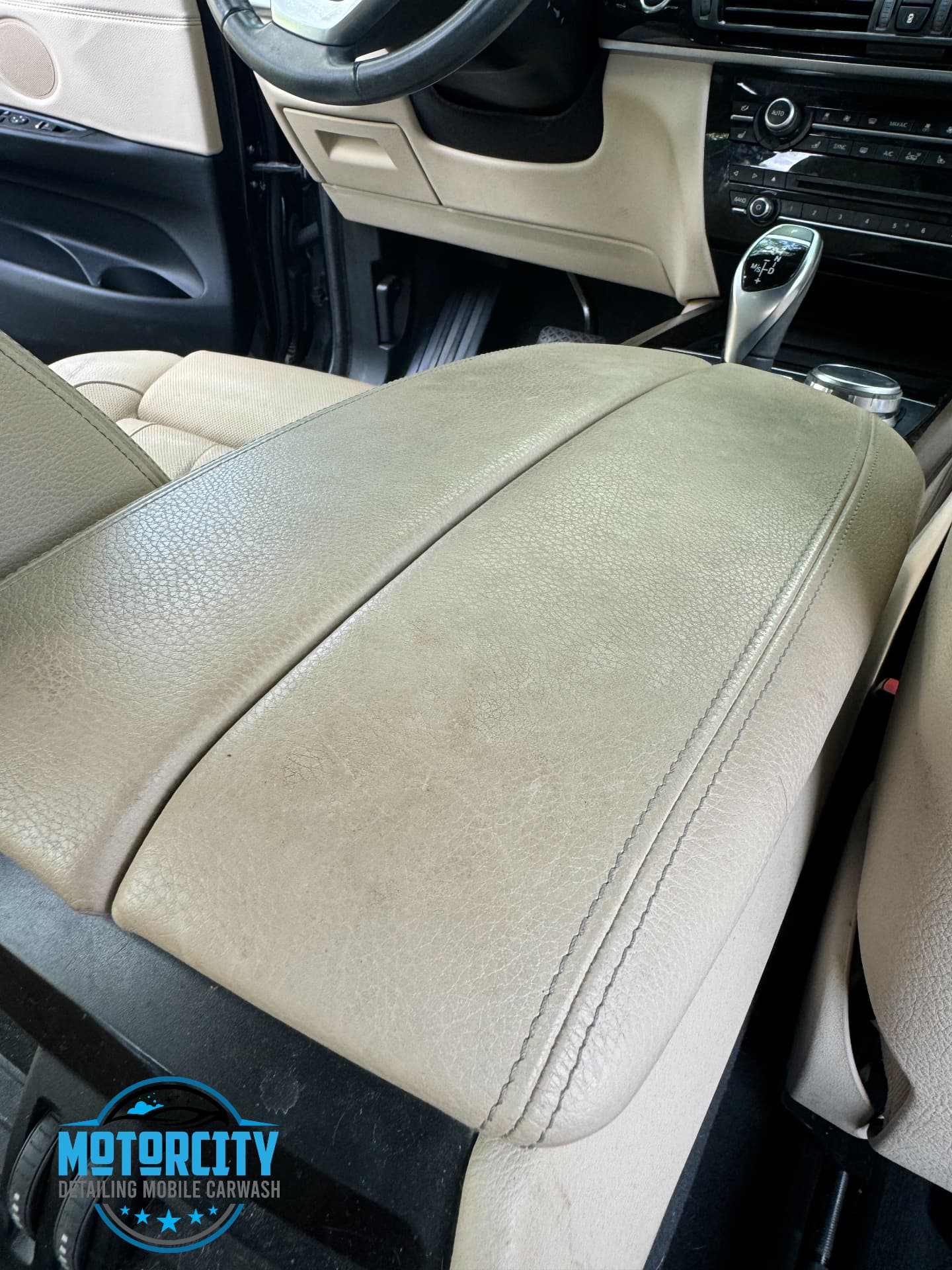 Before: Interior leather detail — before & after